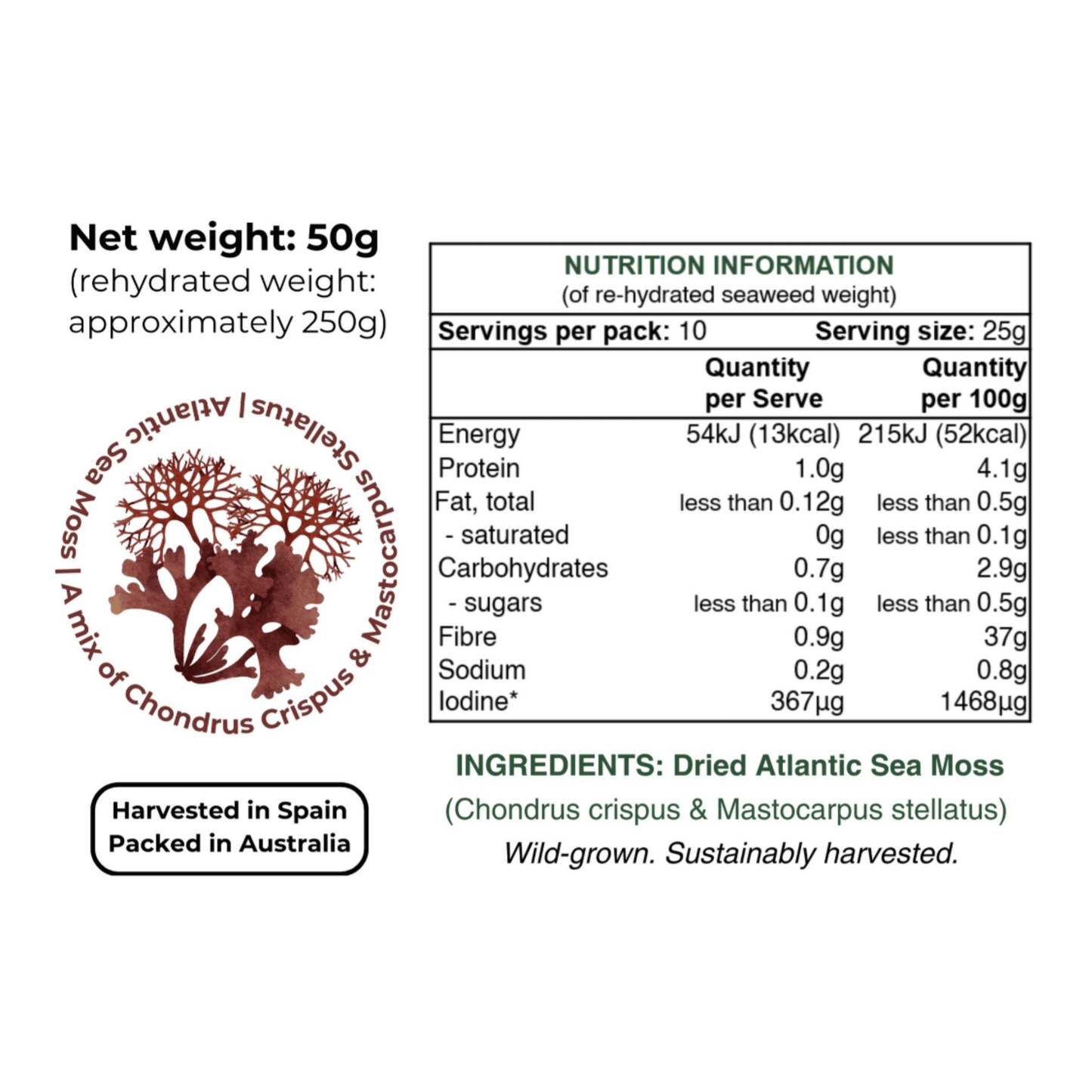 Wild Atlantic Sea Moss 50g